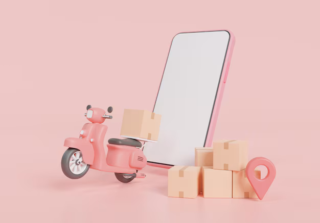 cartoon minimal online fast delivery package by scooter via mobile phone online order online shipping application smart logistic delivery express 3d icon minimal render illustration 473922 1058 - Medicine 4 Me