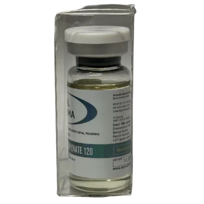 Drostanolone Propionate 120mg/ml Opal Pharma injectable anabolic – side view – discreet UK & EU delivery